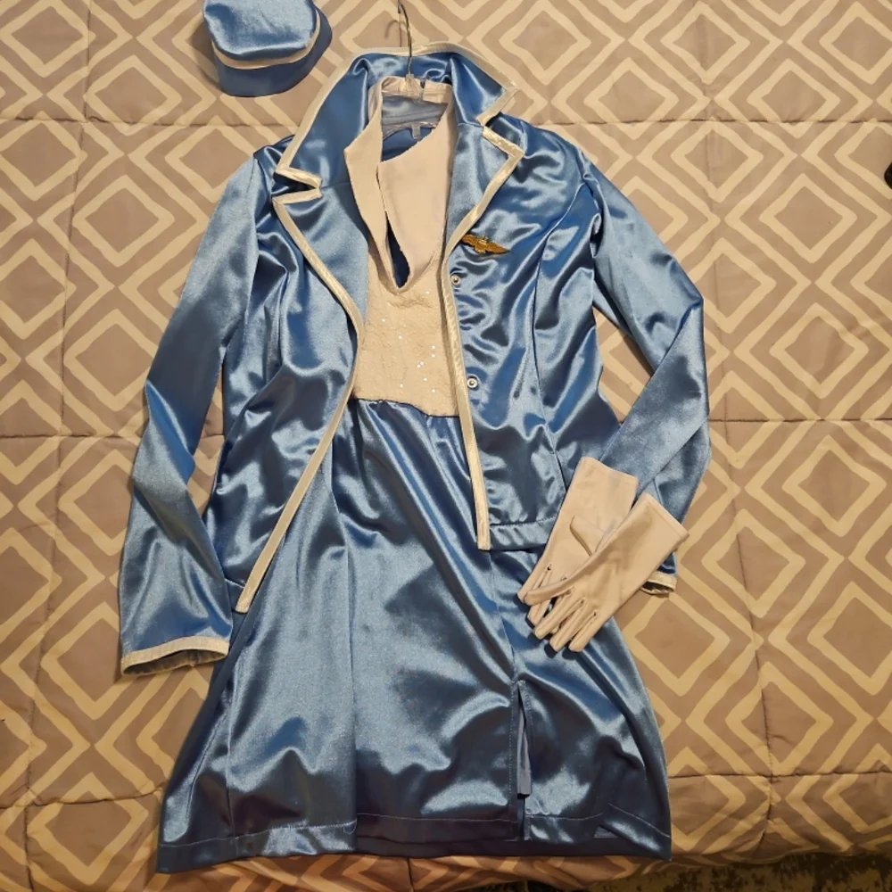 Blue Flight Attendant Costume - Picture 3 of 4